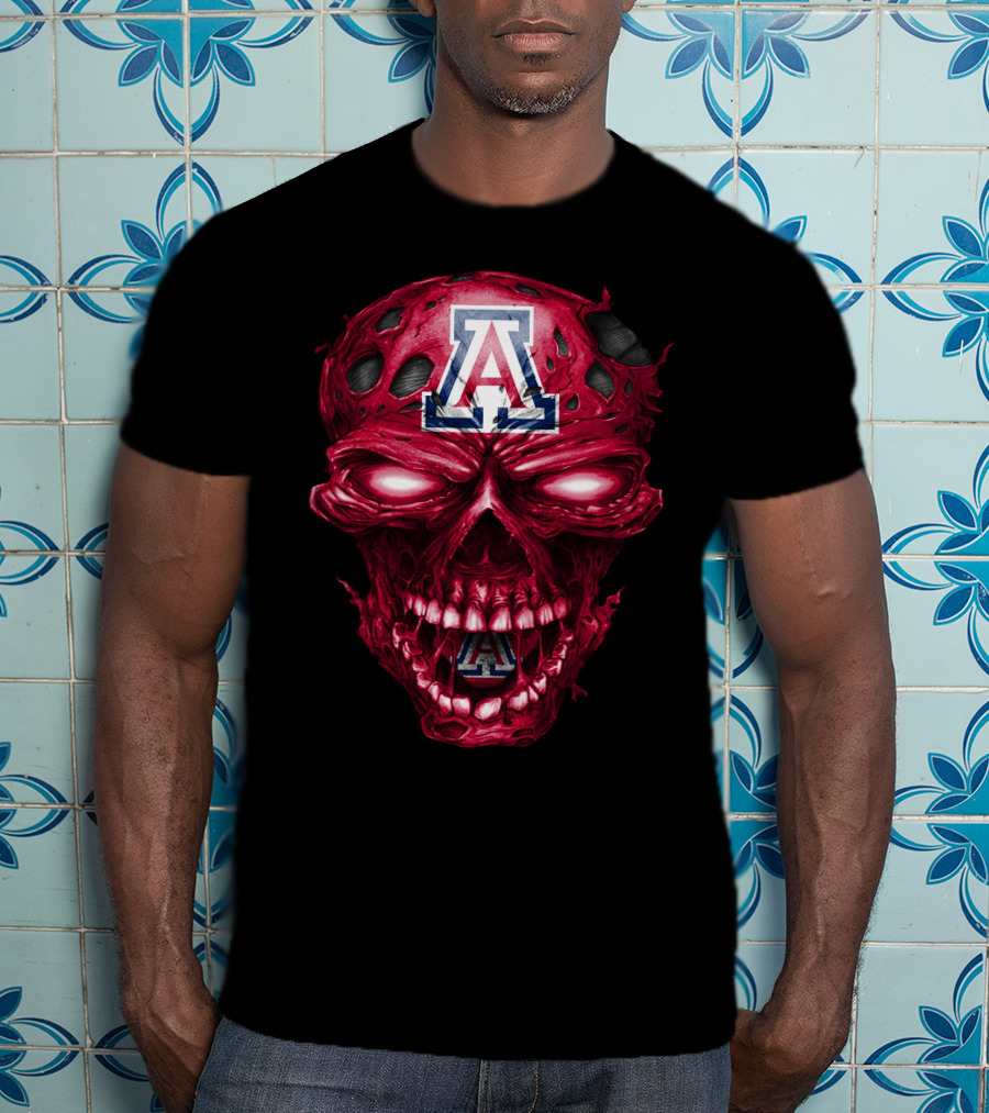 Arizona Wildcats Skull Red Grunge T-Shirt