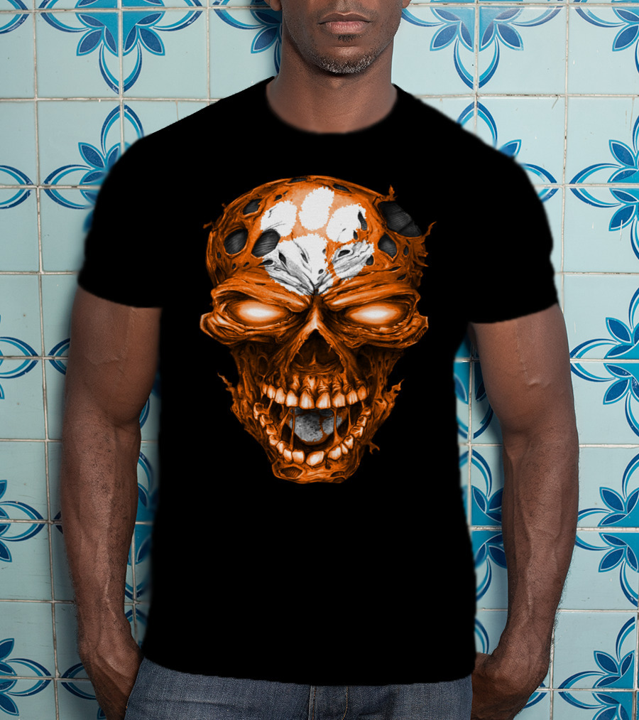 Clemson Tigers Skull Paws T-Shirt