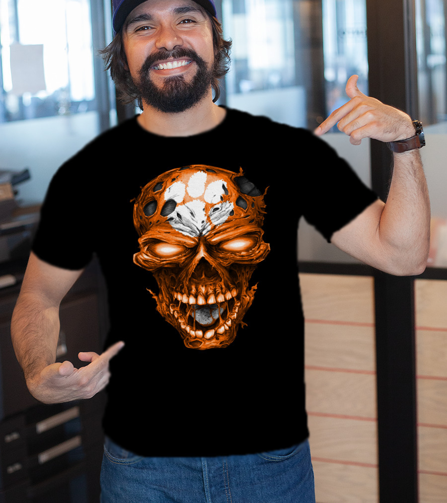 Clemson Tigers Skull Paws T-Shirt