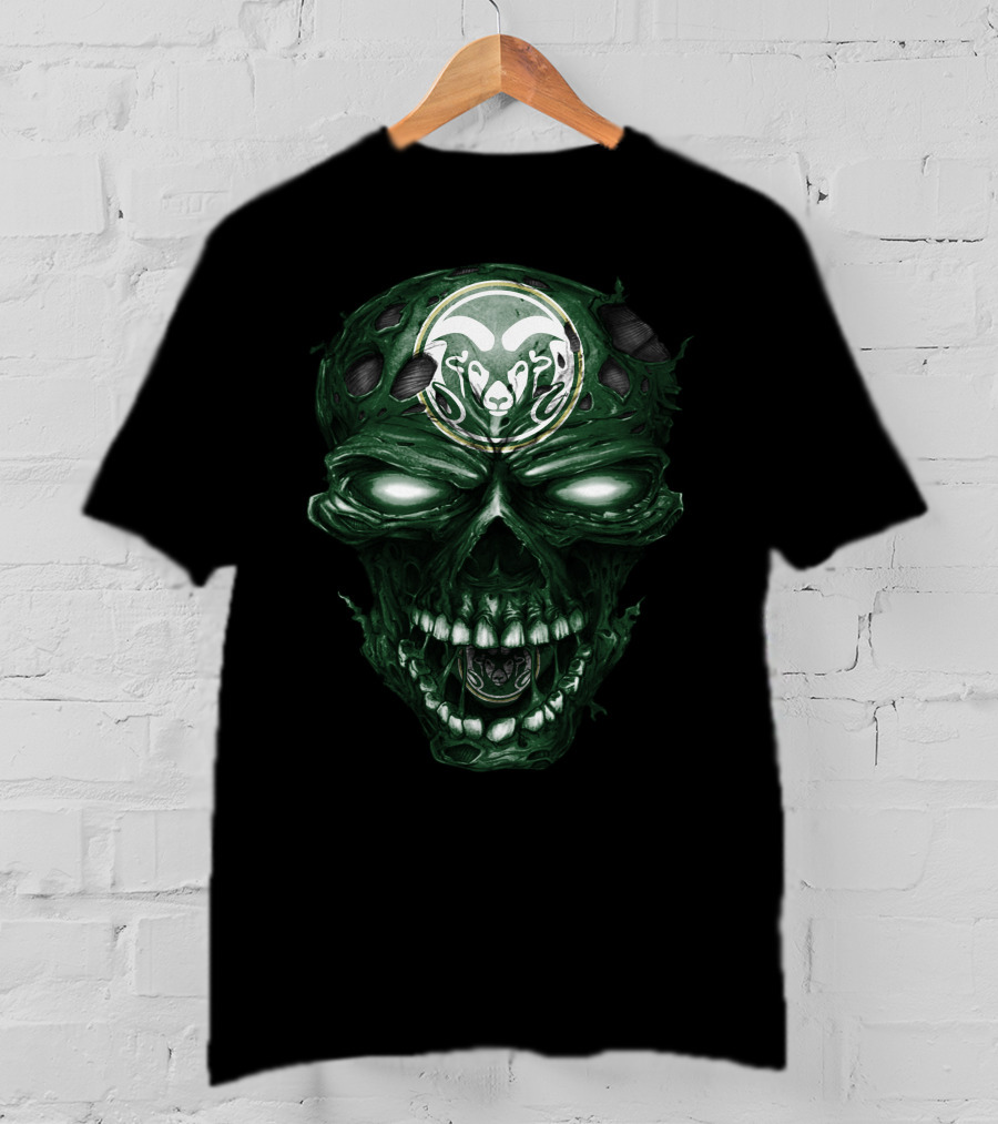 Colorado State Rams Skull Dark Green Flesh T-Shirt