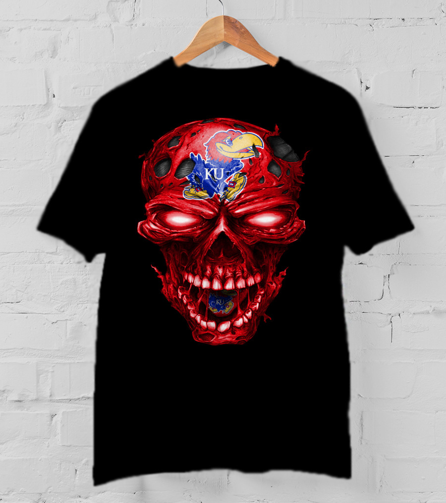 Ku Kansas Jayhawks Skull T-Shirt