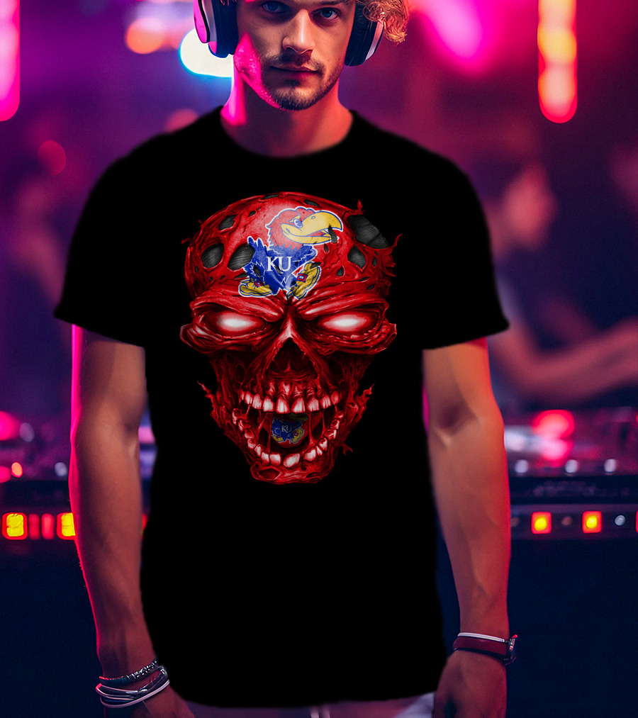 Ku Kansas Jayhawks Skull T-Shirt