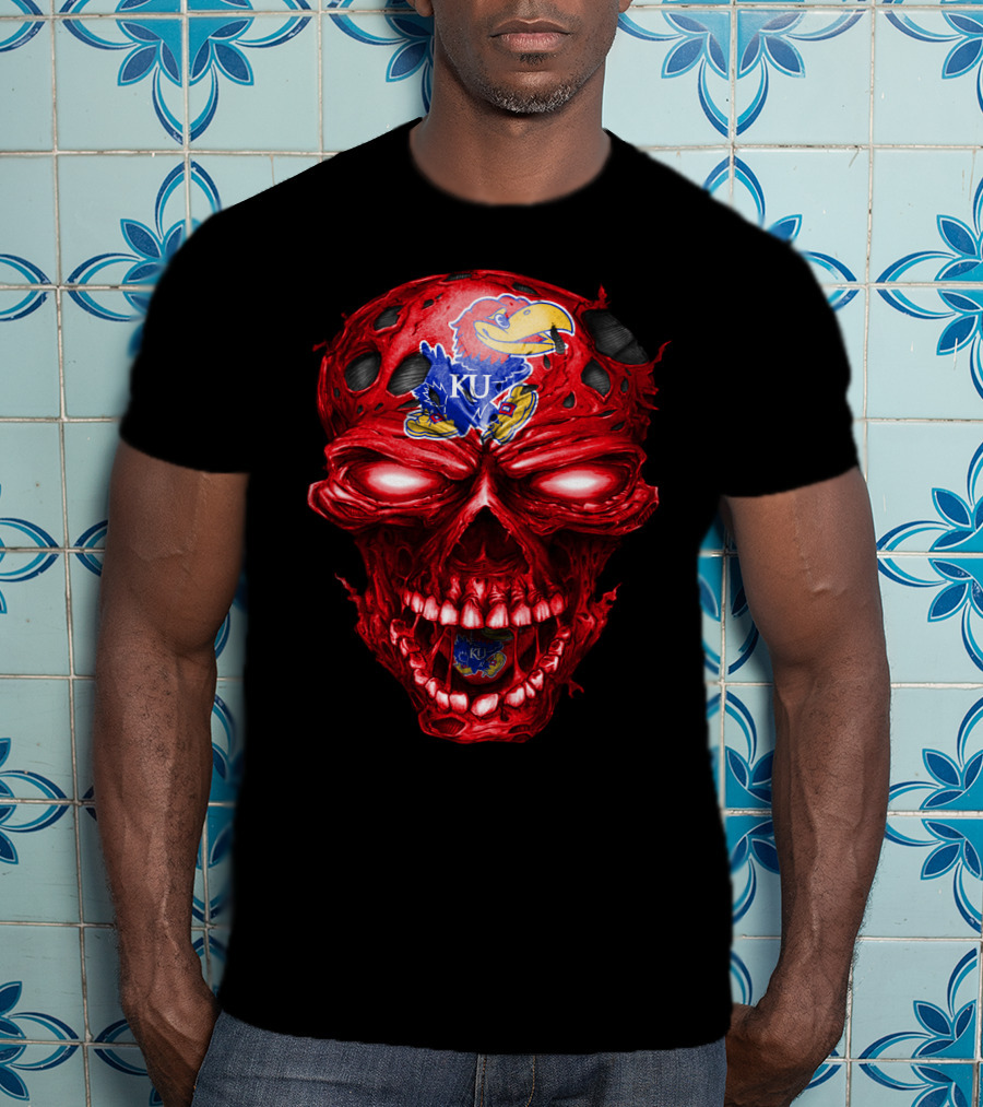 Ku Kansas Jayhawks Skull T-Shirt