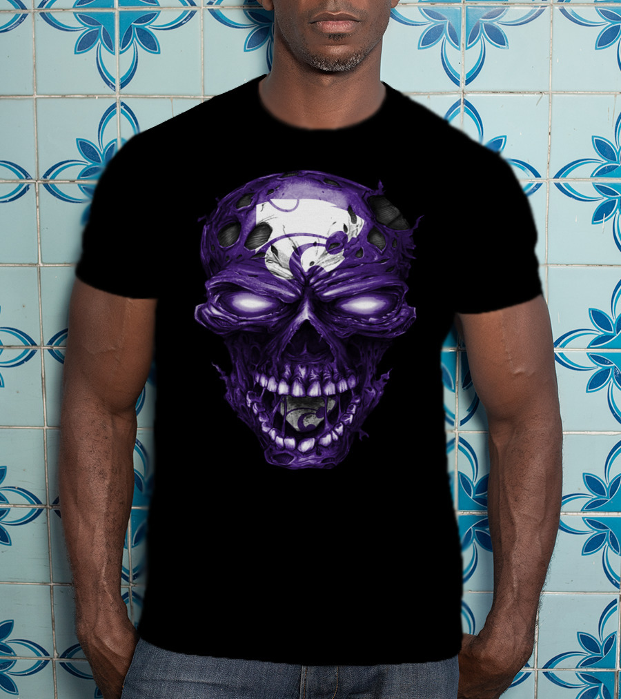 Kansas State Wildcats Purple Skull With Team T-Shirt
