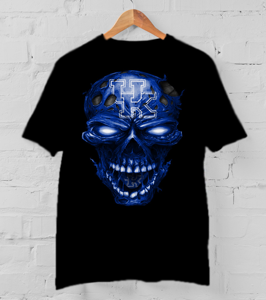 Kentucky Wildcats Blue Skull With Uk T-Shirt