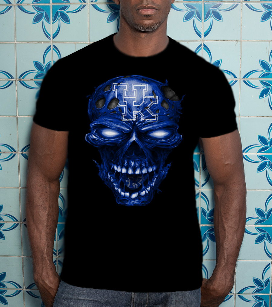 Kentucky Wildcats Blue Skull With Uk T-Shirt