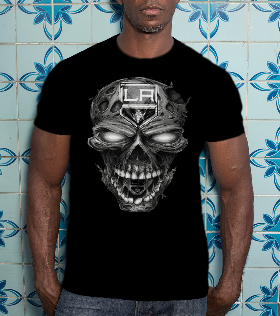 La Kings Skull Design Los Angeles Hockey Team T-Shirt