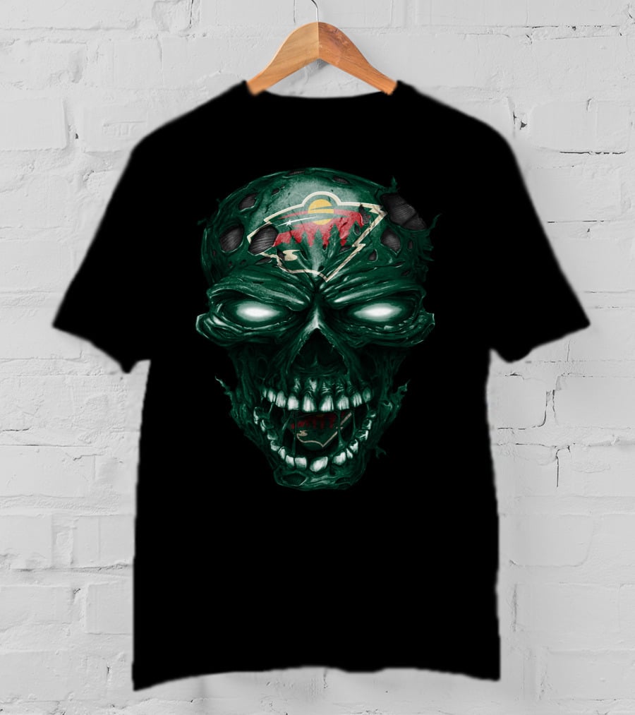 Minnesota Wild Skull Gothic Hockey Team Spirit T-Shirt