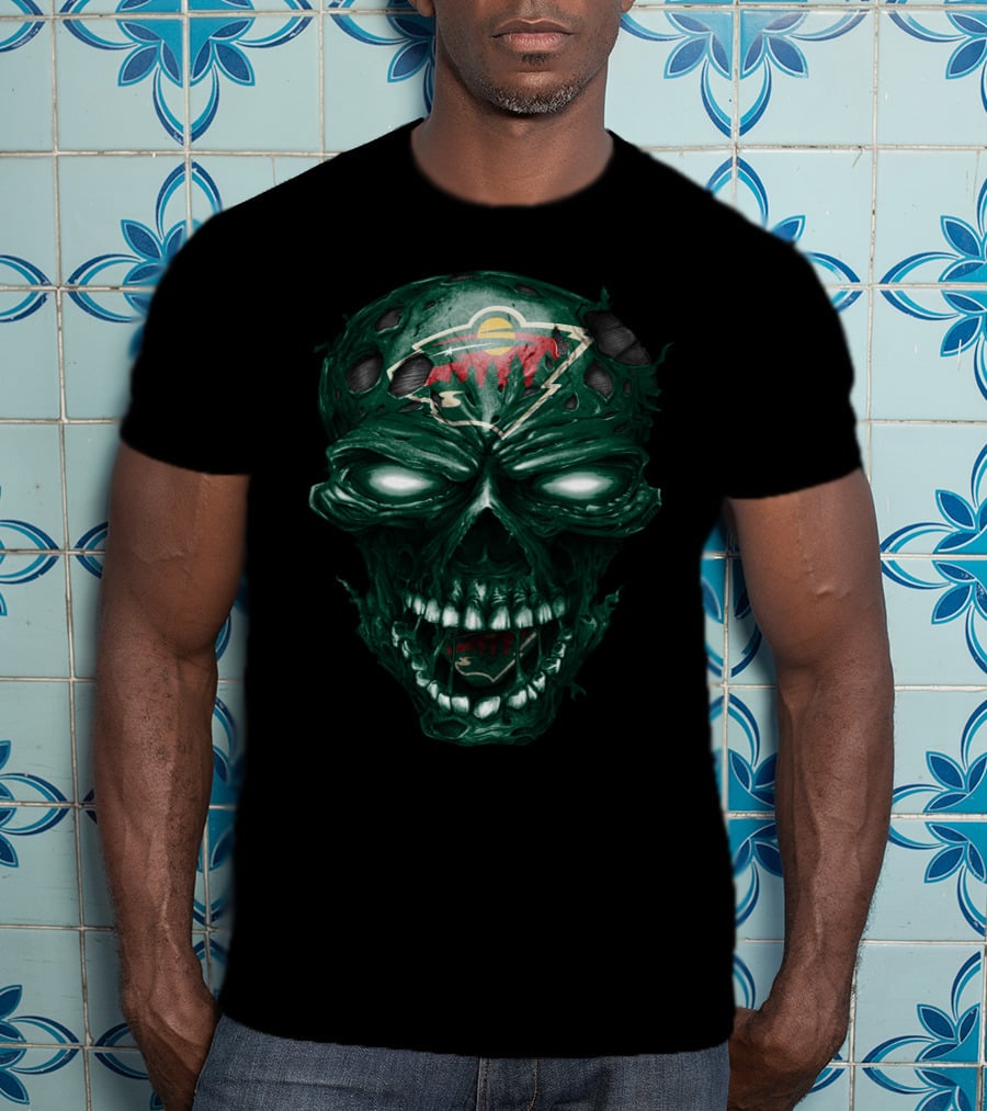 Minnesota Wild Skull Gothic Hockey Team Spirit T-Shirt
