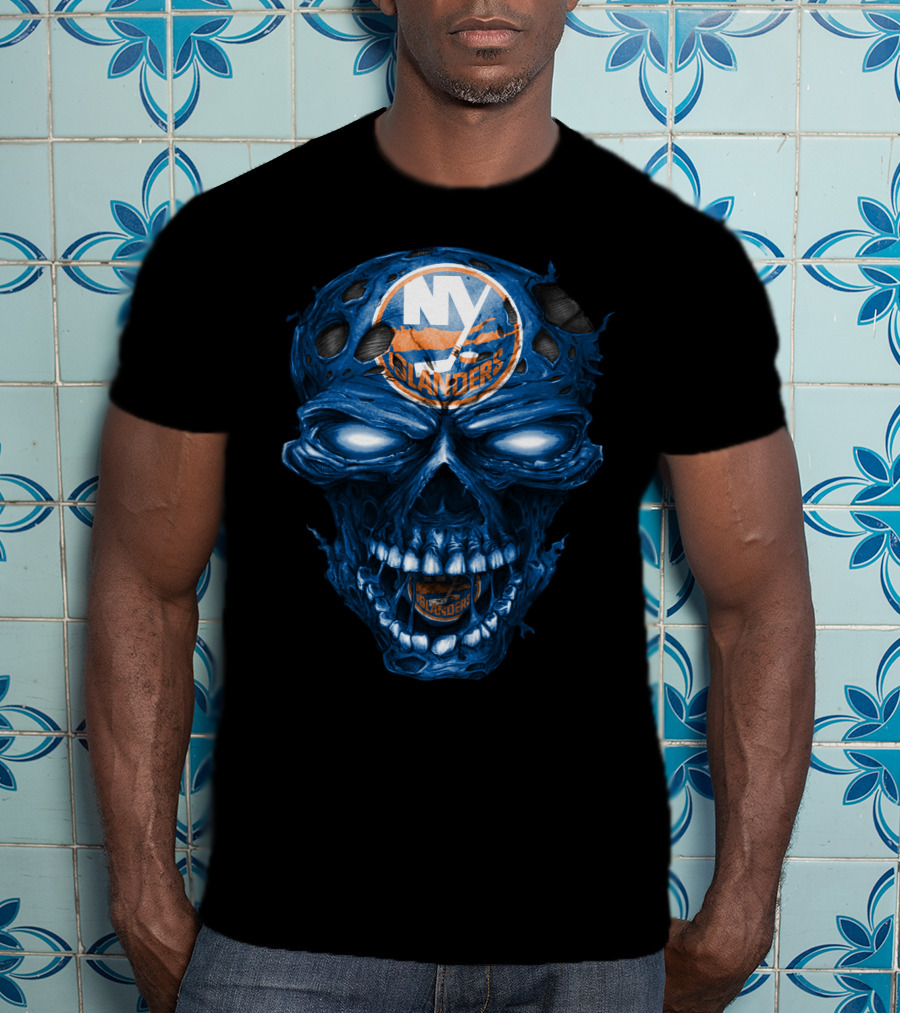 Ny Islanders Skull Logo Ice Hockey T-Shirt