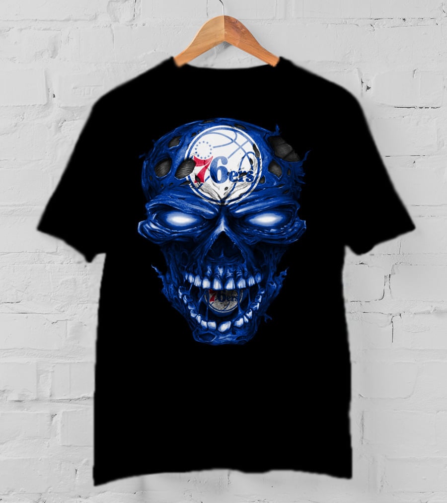 Philadelphia 76ers Skull Basketball T-Shirt