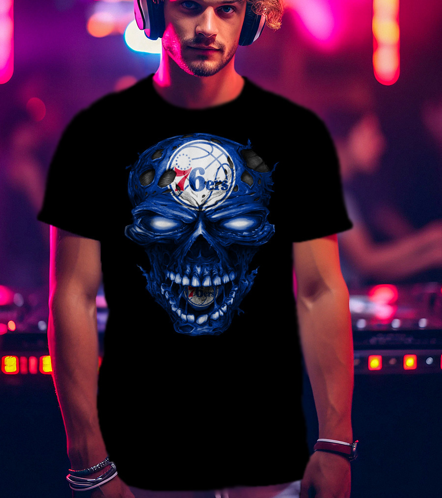 Philadelphia 76ers Skull Basketball T-Shirt