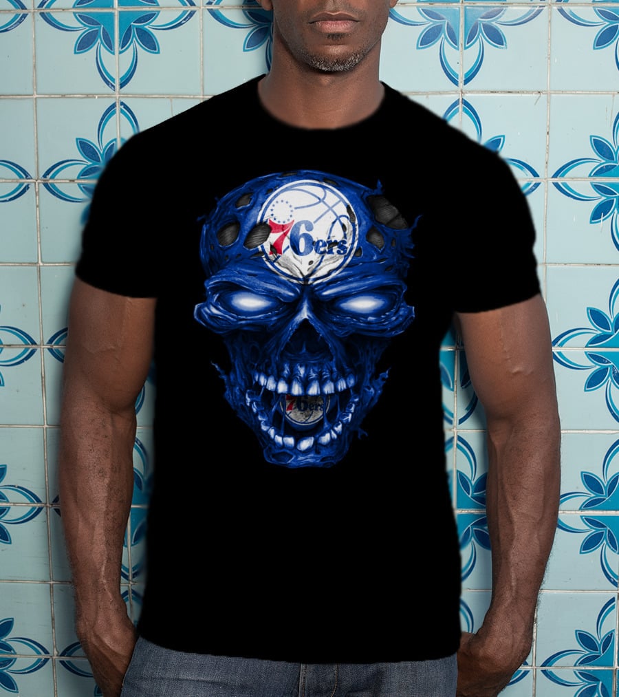 Philadelphia 76ers Skull Basketball T-Shirt