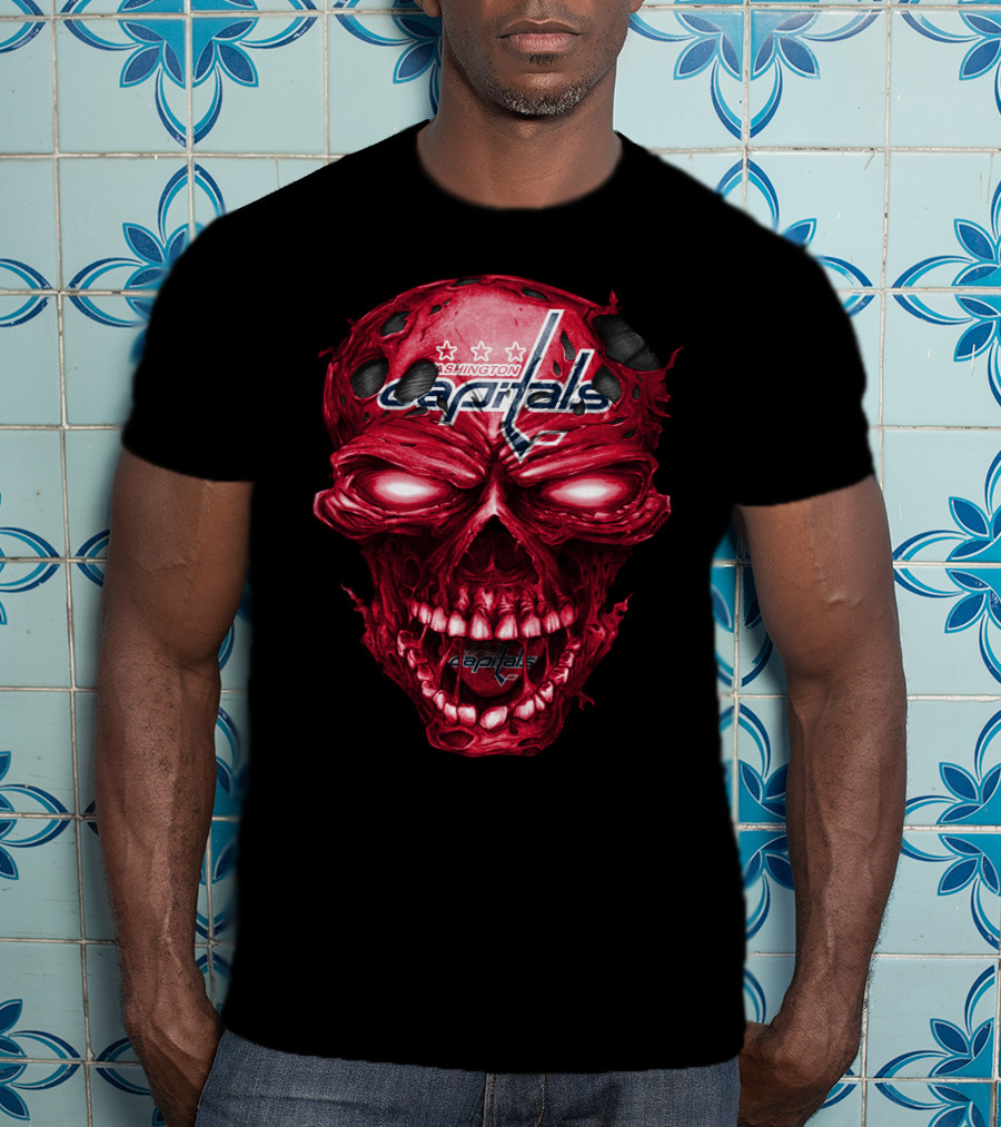 Washington Capitals Skull Logo Hockey T-Shirt