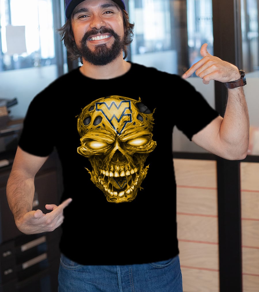 West Virginia Mountaineers Skull Design With Wv T-Shirt