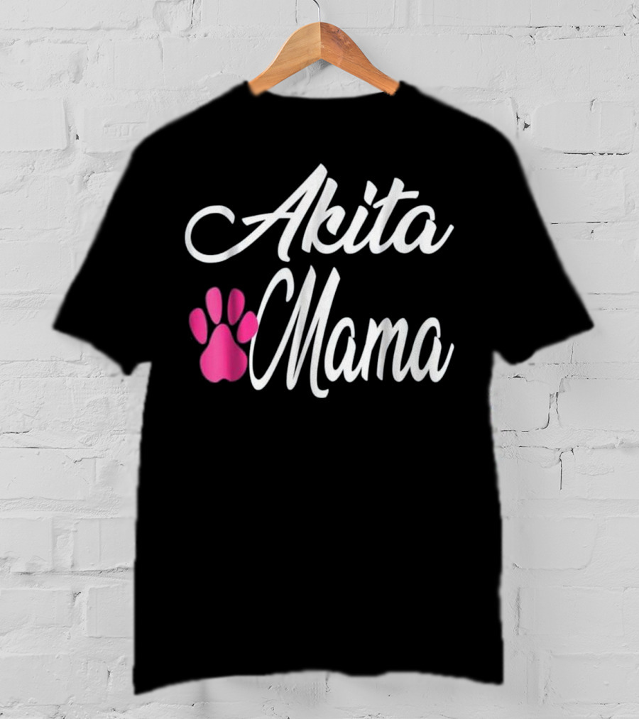 Akita Dog Mom Mama Women Wife Girlf Paw Prints T-Shirt