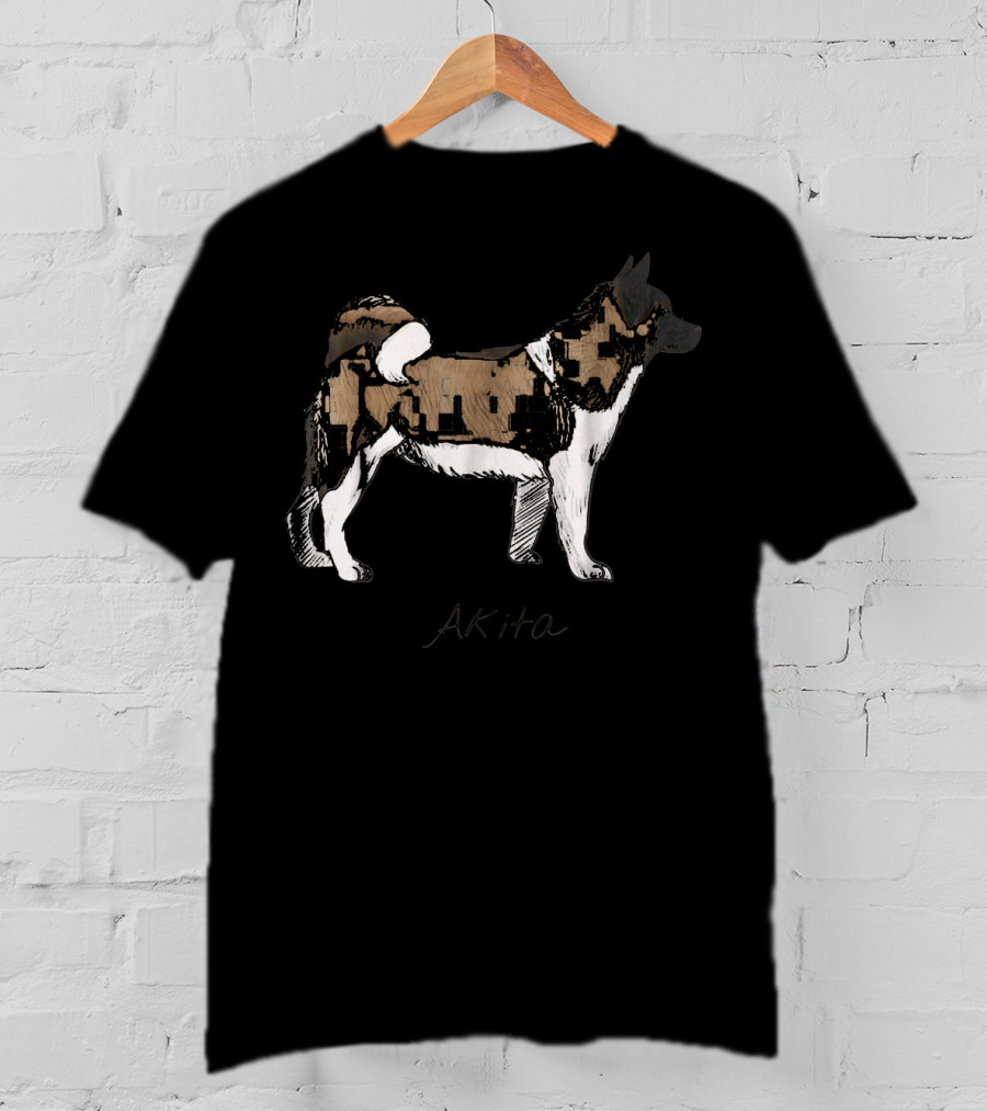 Akita Dog Illustration Fun Doggy T-Shirt