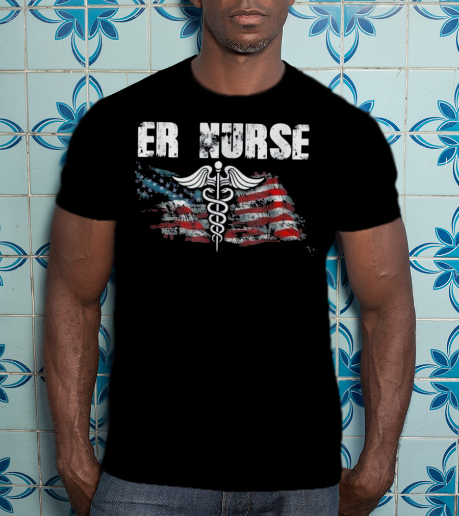 American Flag ER Nurse Caduceus T-Shirt