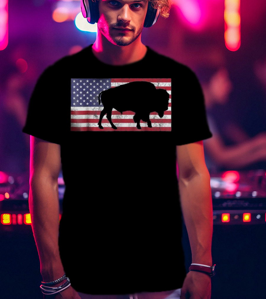 American Flag USA Buffalo Patriotic T-Shirt