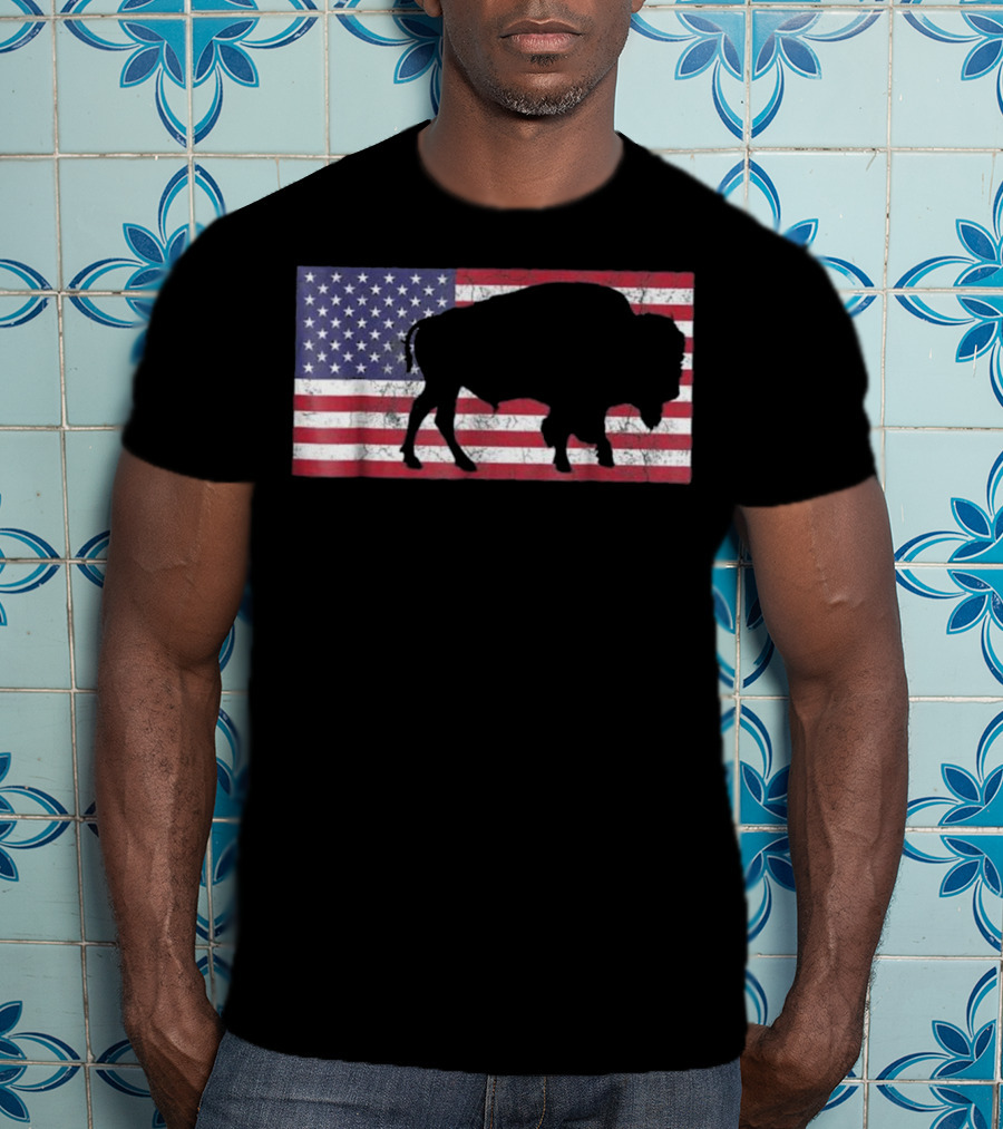 American Flag USA Buffalo Patriotic T-Shirt