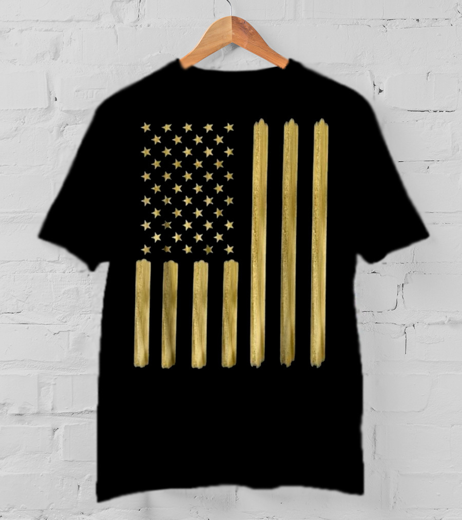 American Flag Faux Gold Paint T-Shirt