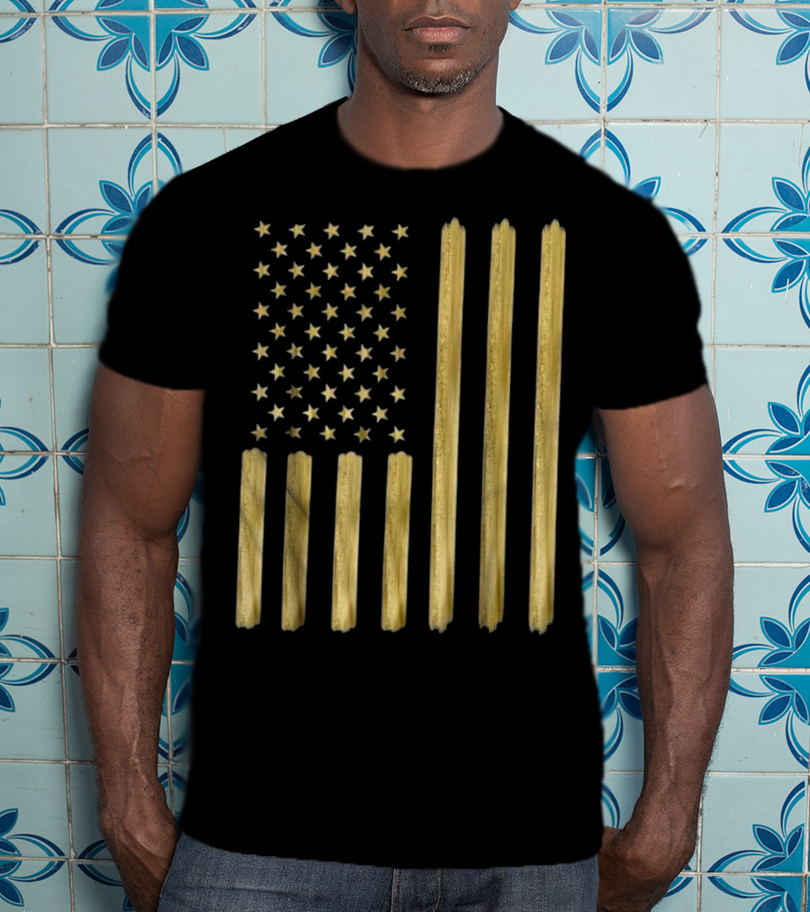 American Flag Faux Gold Paint T-Shirt