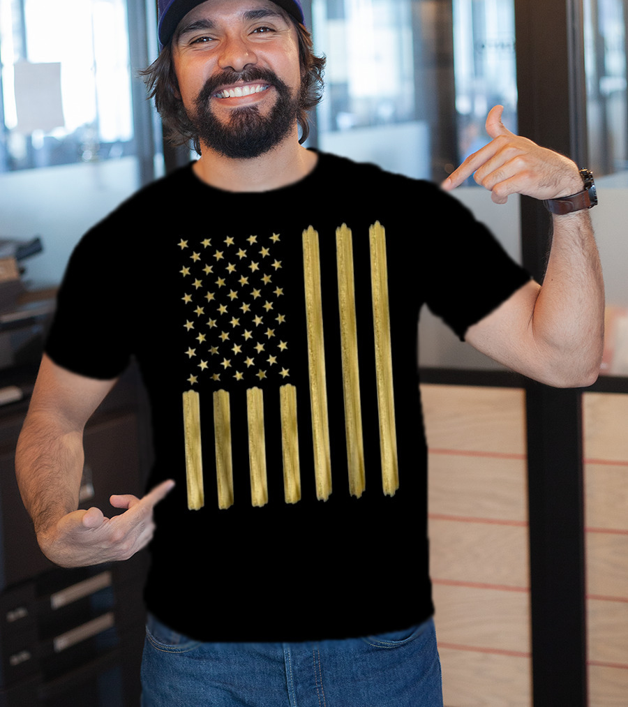 American Flag Faux Gold Paint T-Shirt