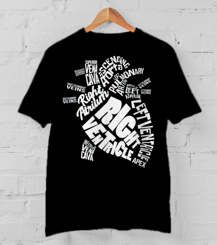 Anatomical Heart Diagram Cardiac Nurse Right Ventricle Atrium Pulmonary Aorta T-Shirt