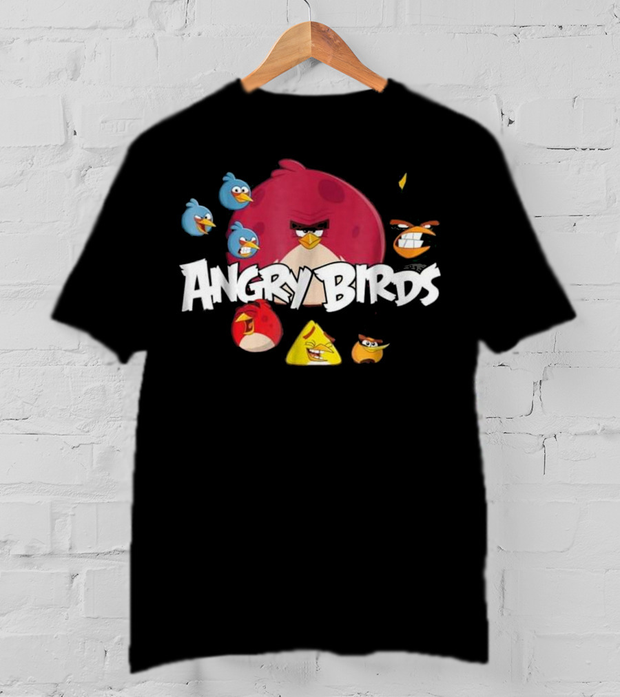 Angry Birds Group Shot Red Yellow Blue Characters T-Shirt