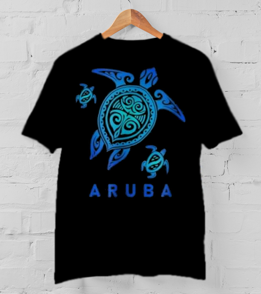 Aruba Tribal Sea Blue Turtle Trio T-Shirt