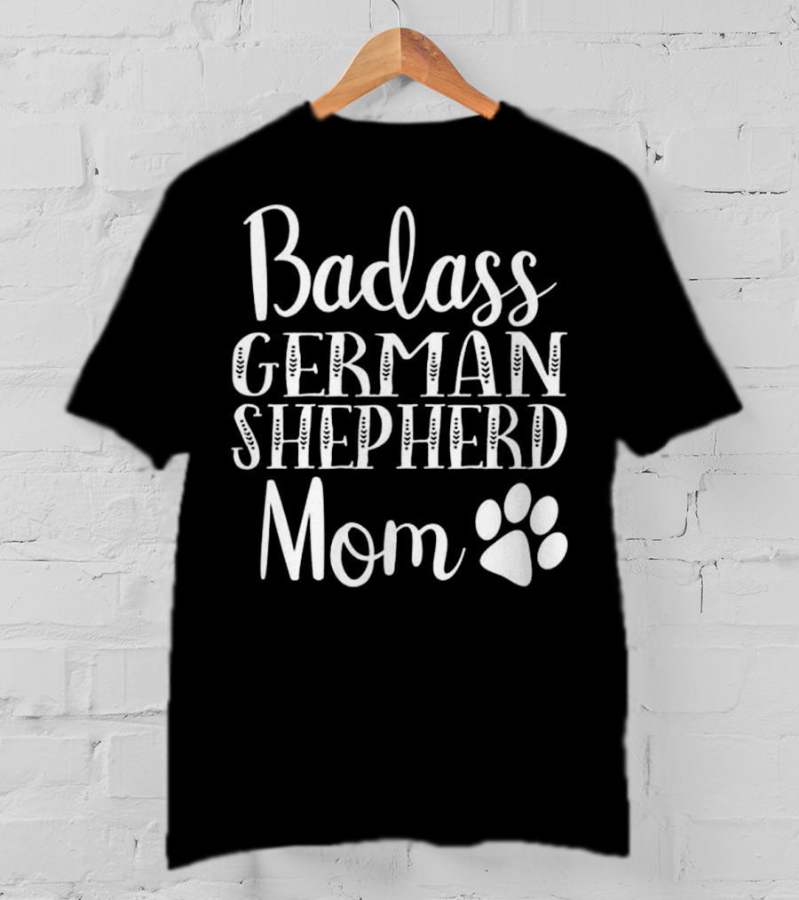 Badass German Shepherd Mom Paw Print Icon Funny Dog T-Shirt