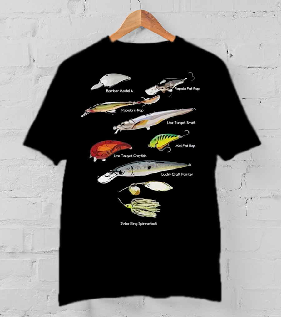 Bass Fish Lures Baits Bomber Rapala Live Target Lucky Craft Strike King T-Shirt