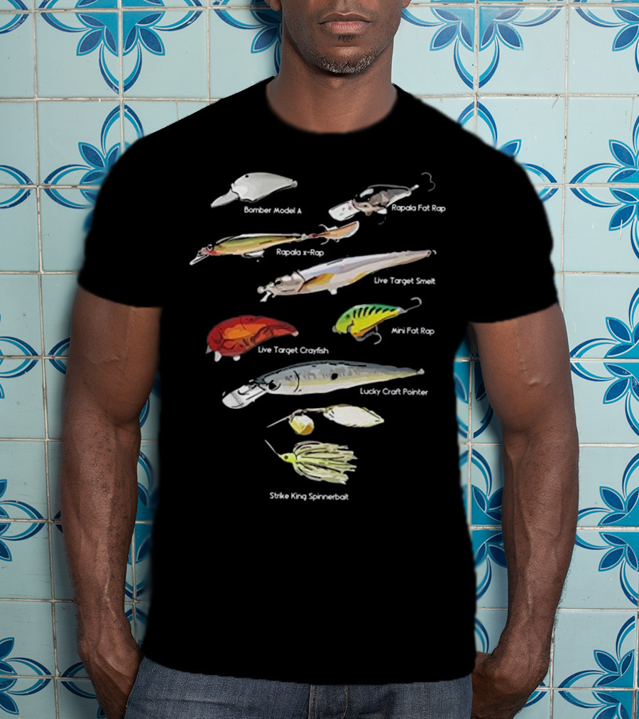 Bass Fish Lures Baits Bomber Rapala Live Target Lucky Craft Strike King T-Shirt