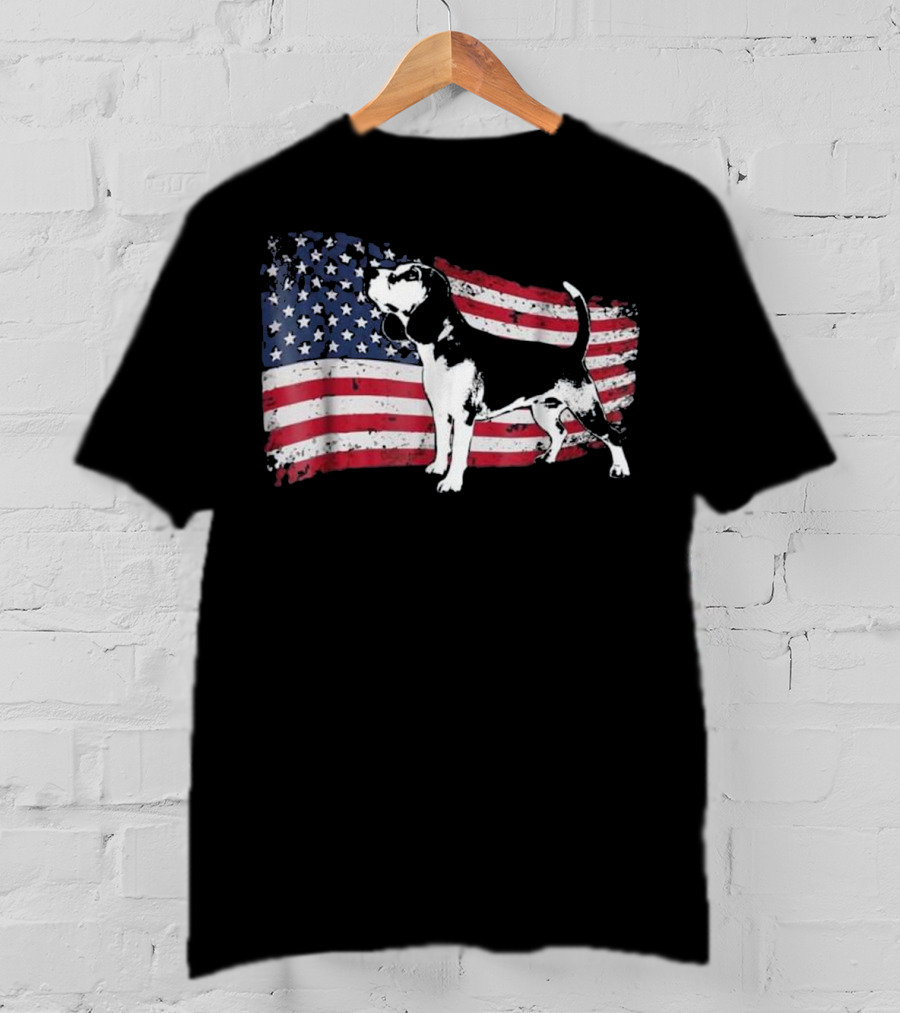 Beagle Dog American Flag Fun T-Shirt