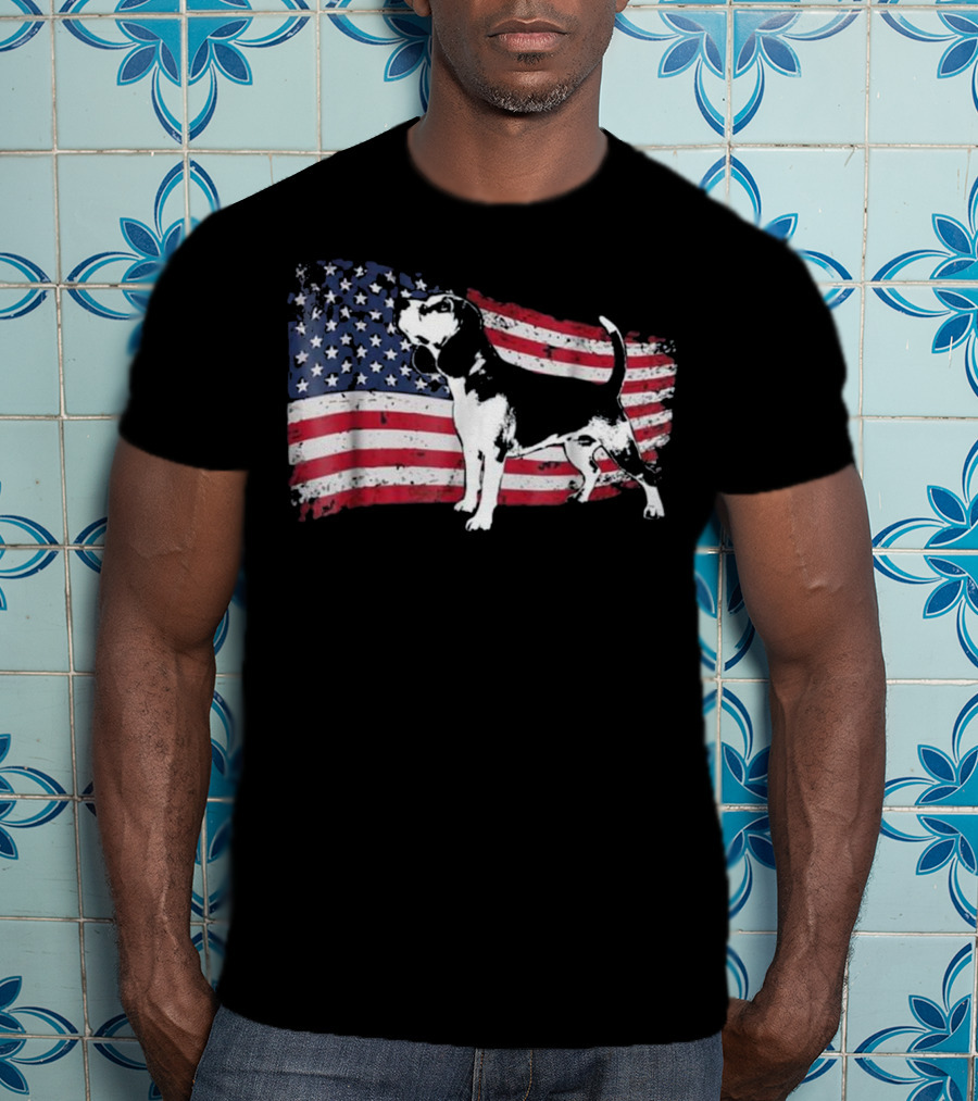 Beagle Dog American Flag Fun T-Shirt