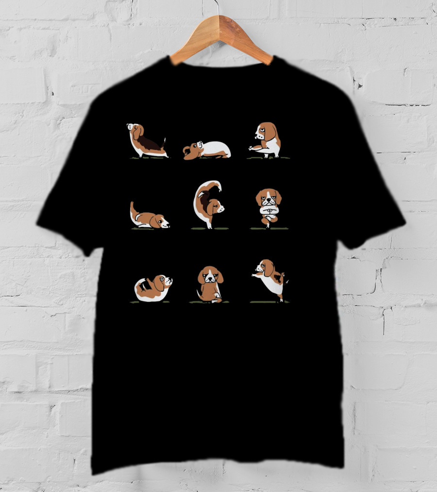 Beagle Yoga Poses Funny Hueb T-Shirt