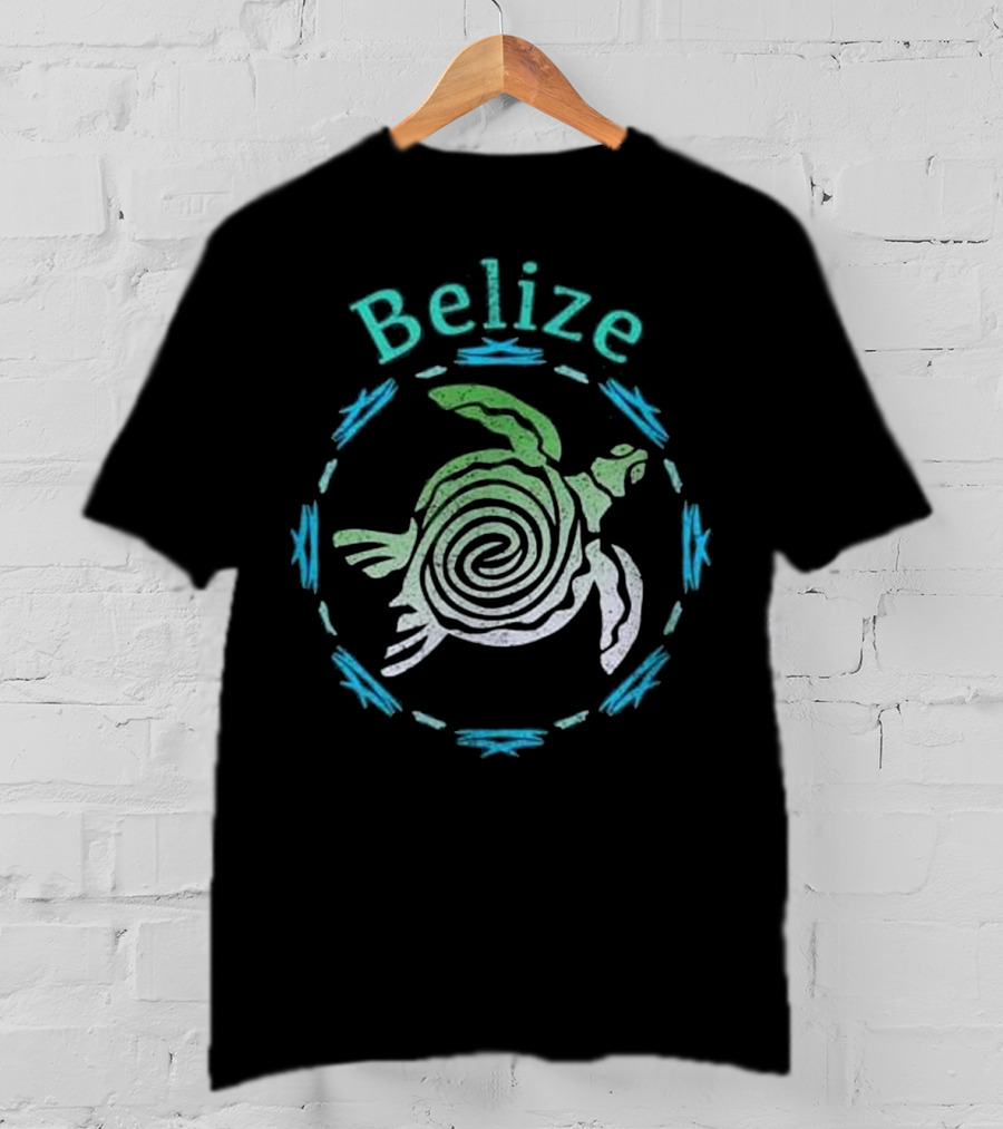 Belize Vintage Tribal Turtle Spiral T-Shirt