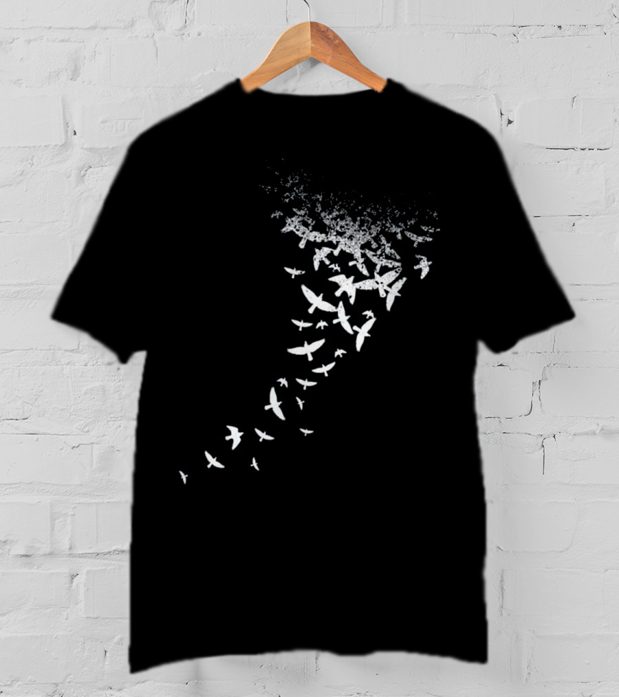 Birds In Flight Silhouette Pattern Flock T-Shirt