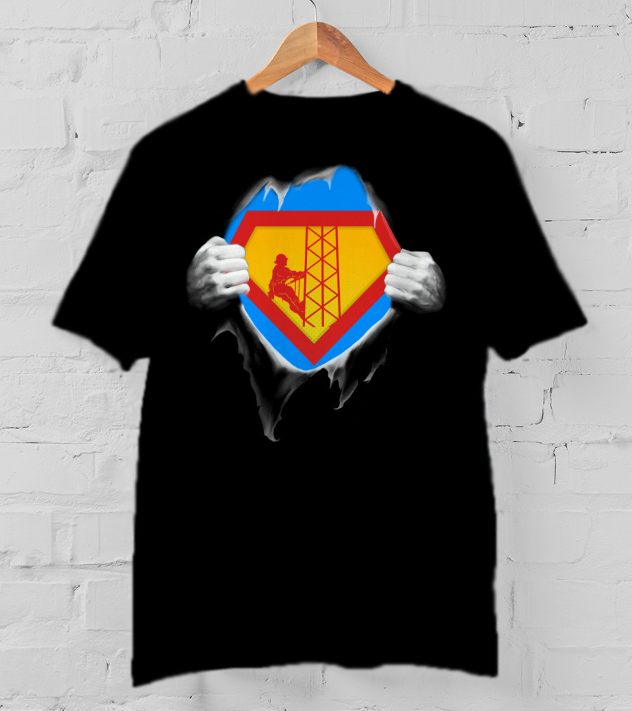 Tower Climber Superhero Symbol Burst Open T-Shirt