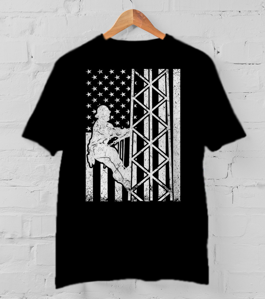 American Flag Tower Climbing T-Shirt