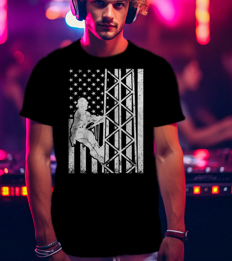 American Flag Tower Climbing T-Shirt