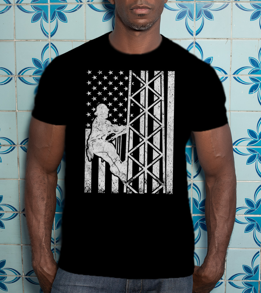 American Flag Tower Climbing T-Shirt