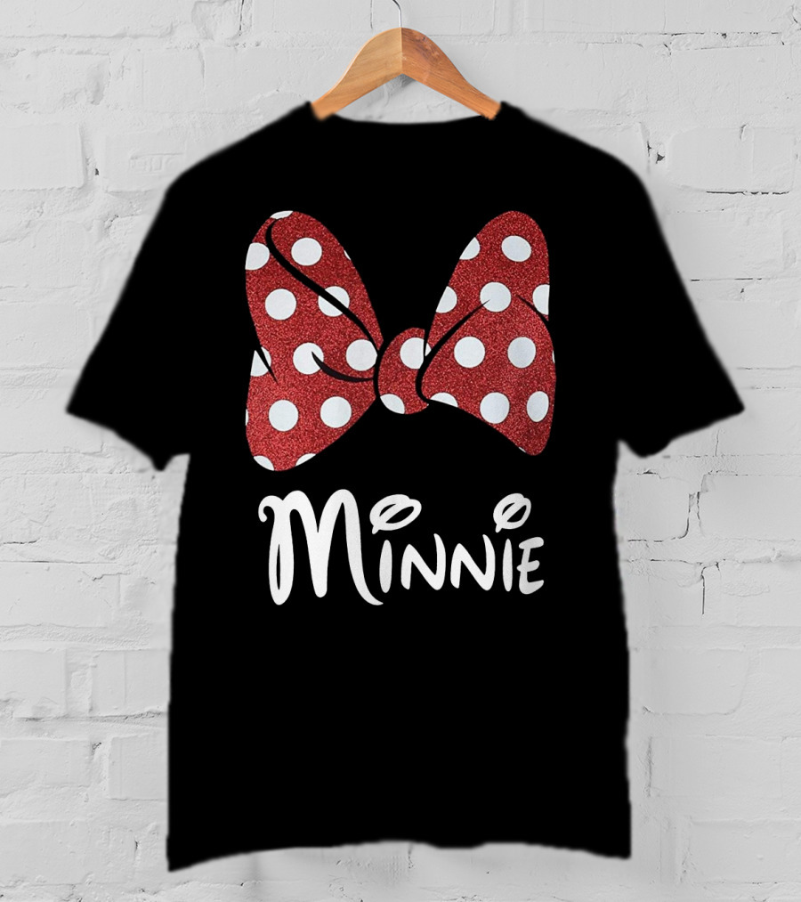 Disney Minnie Mouse Glitter Bow Red Polka Dot Minnie T-Shirt