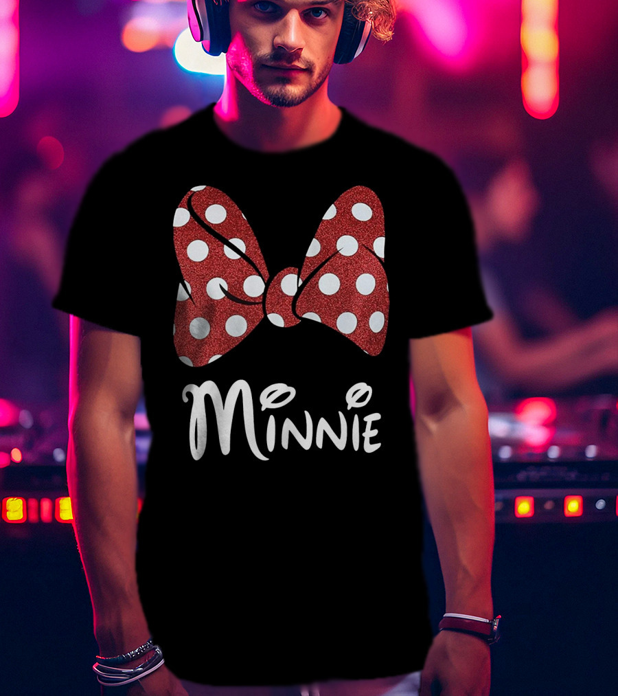 Disney Minnie Mouse Glitter Bow Red Polka Dot Minnie T-Shirt