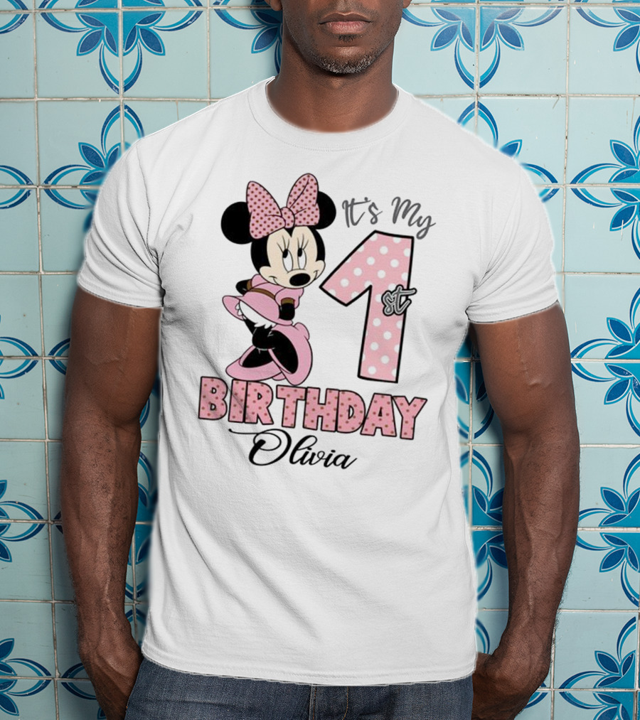 Minnie Mouse It's My 1st Birthday Olivia Party T-Shirt