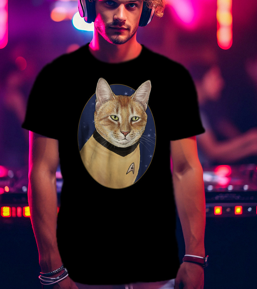Cat Captain Kirk Starfleet Uniform Star Trek T-Shirt