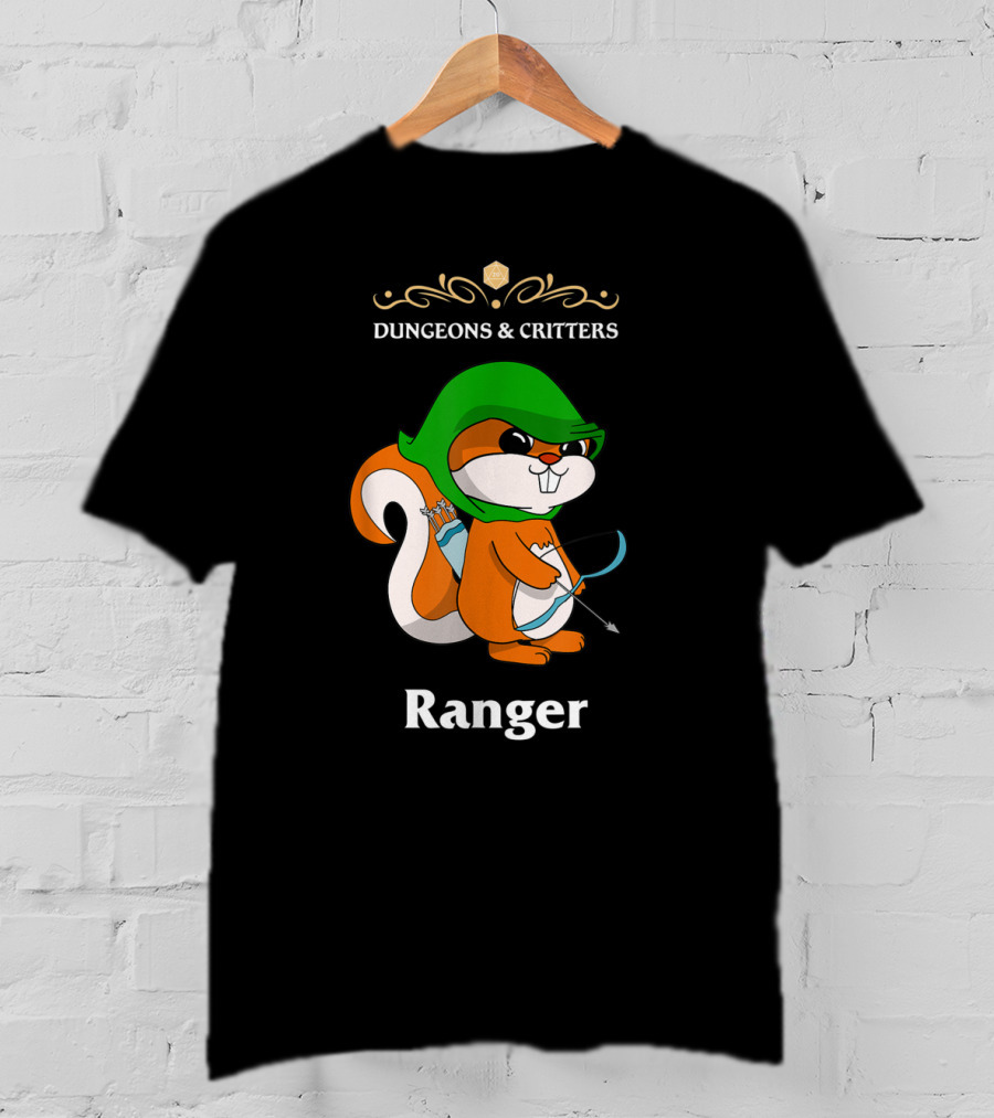 Dungeons And Critters Squirrel Ranger Bow And Arrows T-Shirt