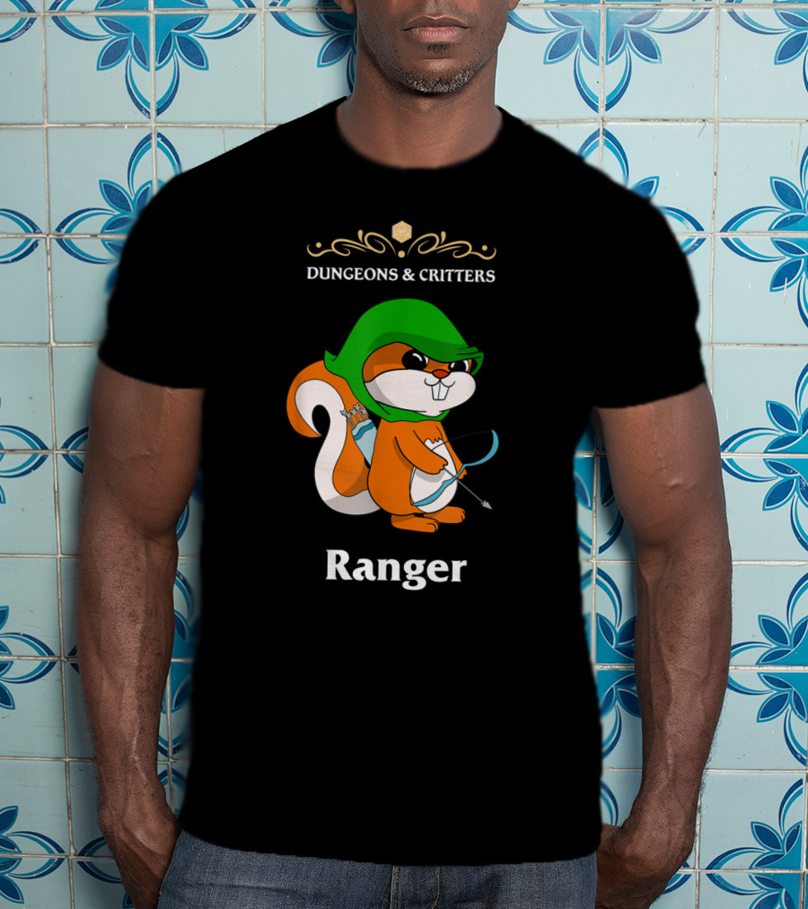 Dungeons And Critters Squirrel Ranger Bow And Arrows T-Shirt