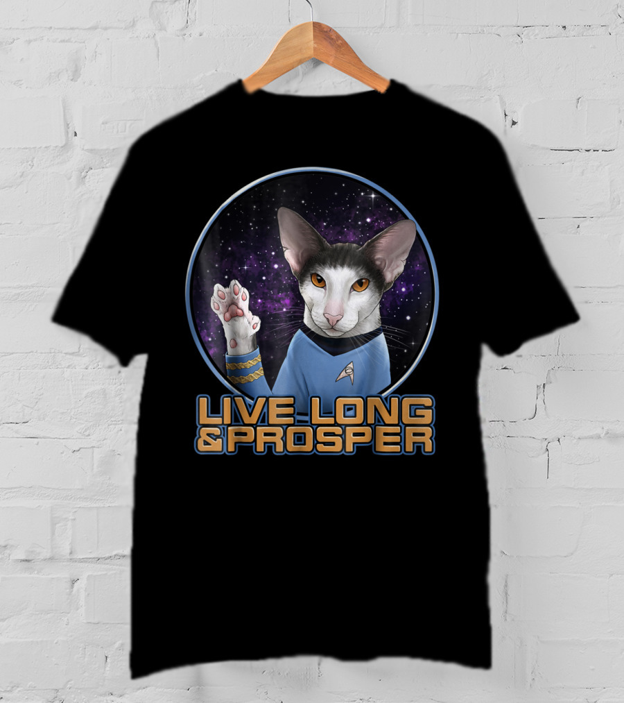 LIVE LONG And PROSPER Spock Cat In Space T-Shirt