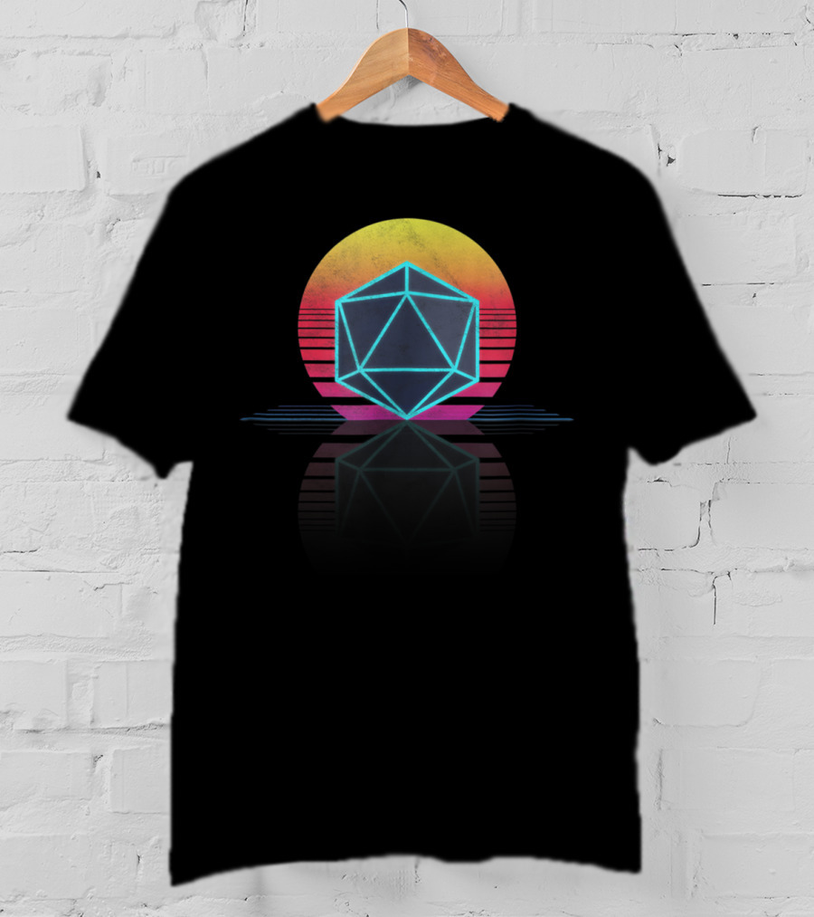 Old School Gamer Geek Dice Gaming RPG Neon T-Shirt